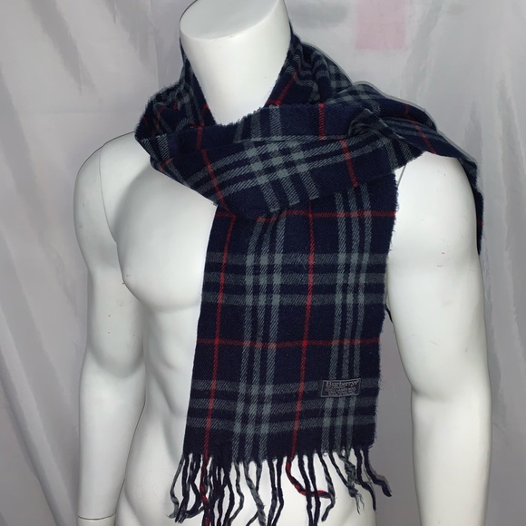 BURBERRY navy & red nova check LAMBSWOOL scarf - Picture 1 of 13
